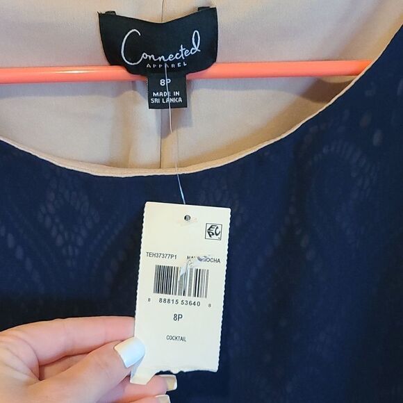 Connected‎ apparel womens navy blue cocktail sleeveless dress size 8p - Picture 2 of 5
